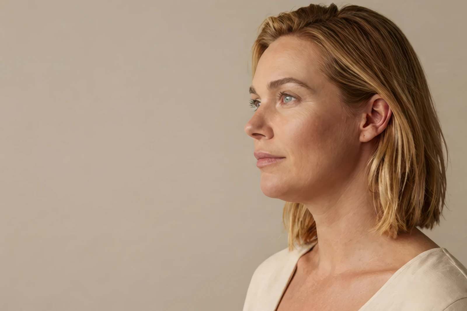 Woman in profile, double chin and submental fullness assessment at Body Dezign House Newstead Brisbane